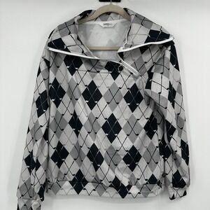 ACEGOLFS Womens Argyle Golf Club Quarter Asymmetric Zip Pullover Sweater Small